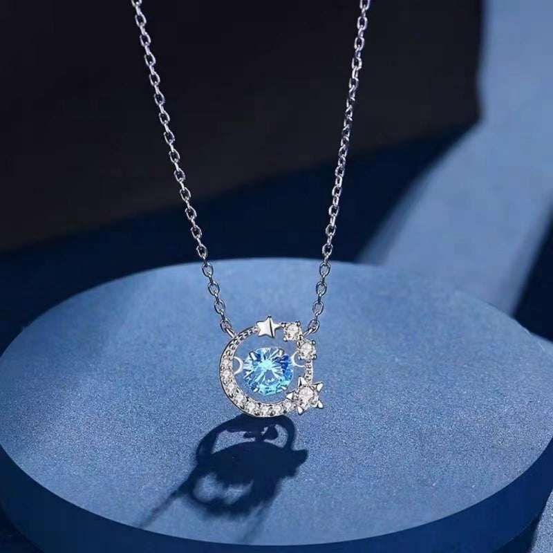 Blue Tears Moon & Star Necklace