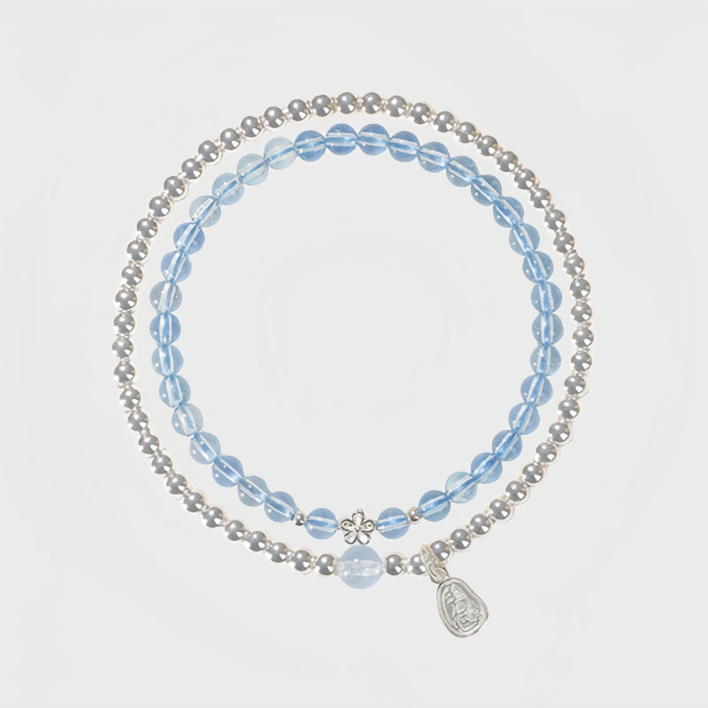 Aquamarine Sterling Silver Bracelet – Activate Throat Chakra, Clear Expression, Attract Benefactors