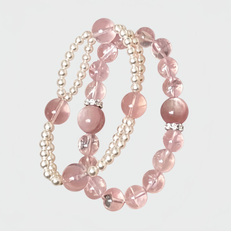 Natural Pink Crystal Pearl Beads Bracelet – Attract Good Relationships, Romance & Gentle Aura