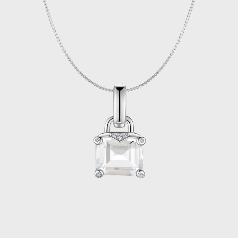 Natural Clear Quartz Square Pendant Choker · Guard Your Energy