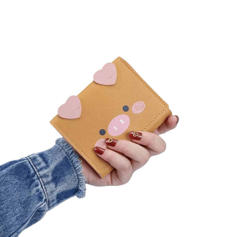 Small Trifold Leather Pig Wallet