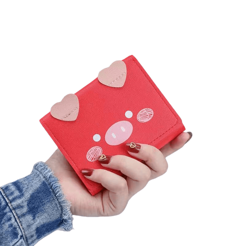 Small Trifold Leather Pig Wallet