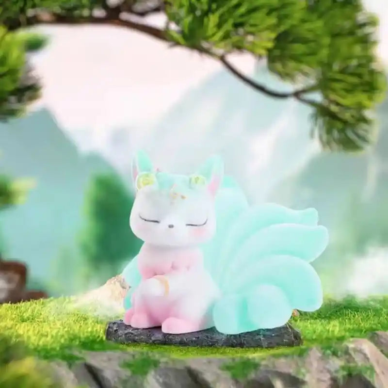 Colorful flocking Nine-tailed Fox Blind box