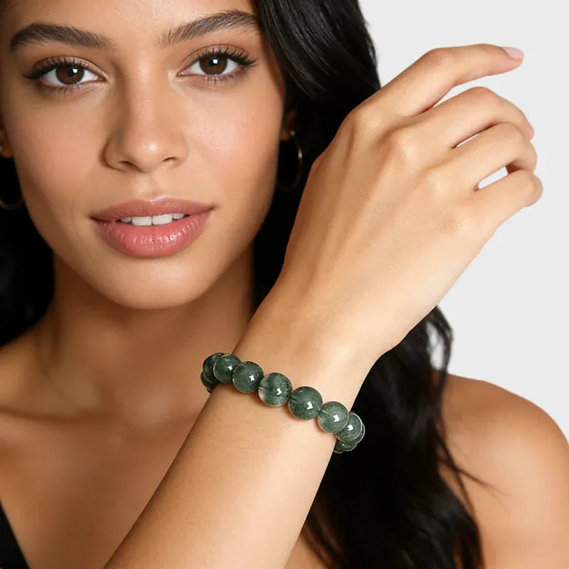 Green Phantom Quartz Natural Crystal Bracelet