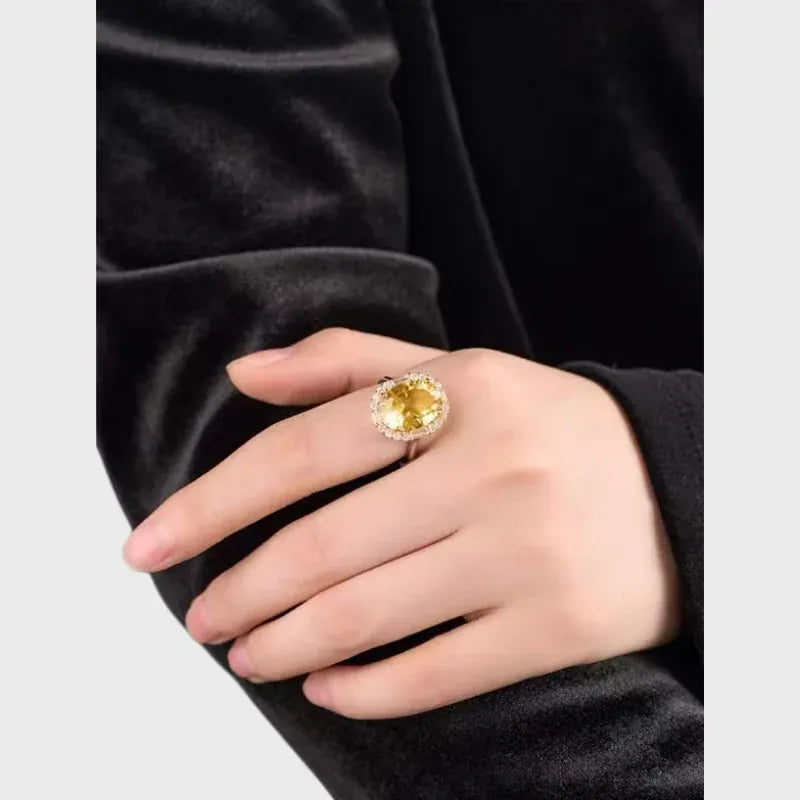 Big Natural Crystal Attract Wealth Citrine Ring