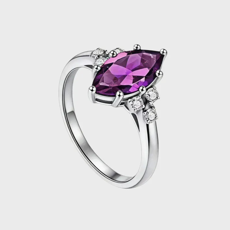 Calm Insight Natural Amethyst Plum Petal Ring