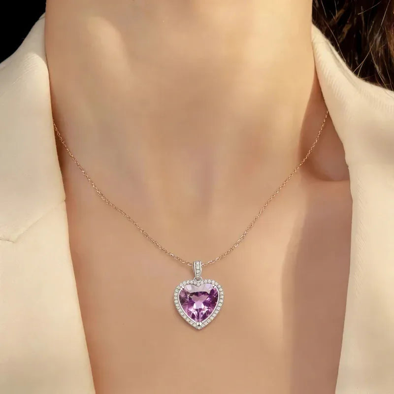 Echo of the Purple Heart Natural Crystal Necklace