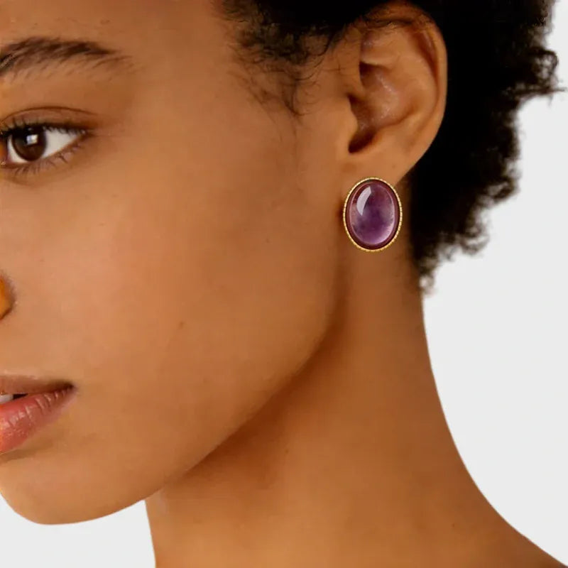 Calming Natural Amethyst Protection Earrings