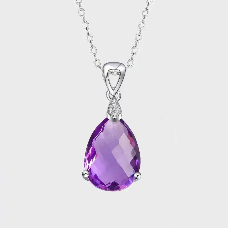 Serene Violet Drop Natural Crystal Necklace