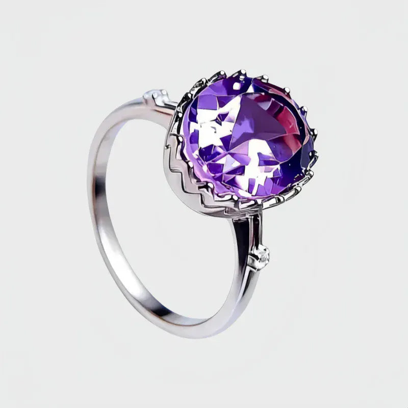 Shining Natural Amethyst Tiara Ring