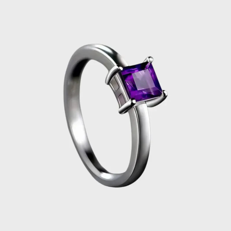 Elegant Princess Natural Amethyst Ring