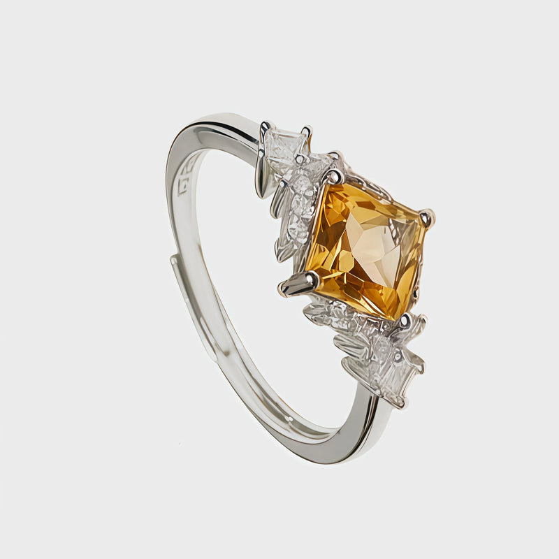 Natural Yellow Citrine Ring Bring Good Fortune&Riches