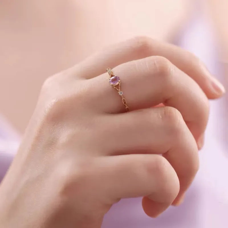 Vintage Rose Natural Amethyst Ring