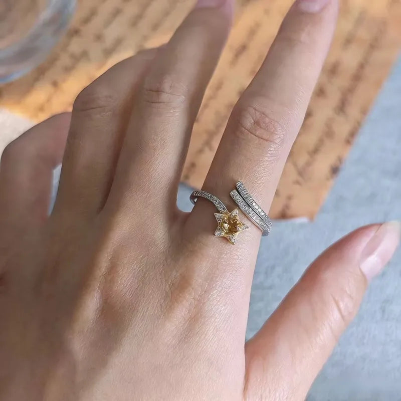 Sun Star Natural Citrine Wrap Ring