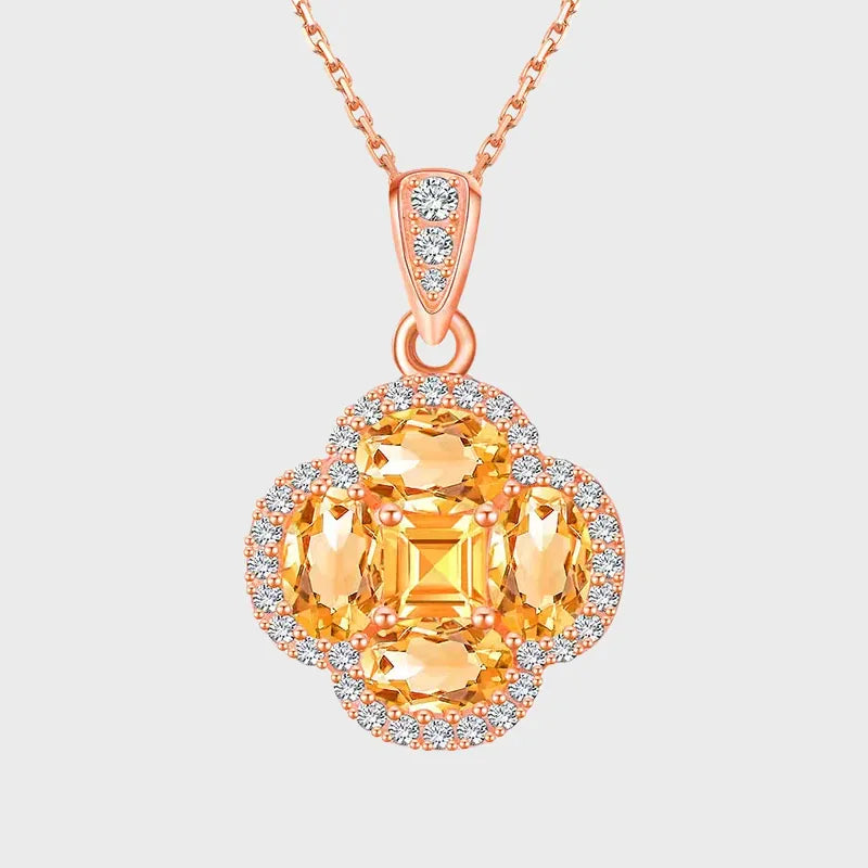 Clover of Success Natural Crystal Necklace