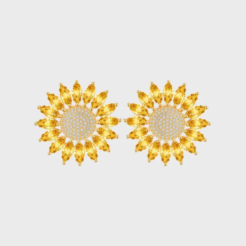 Helianthus Natural Crystal Earrings