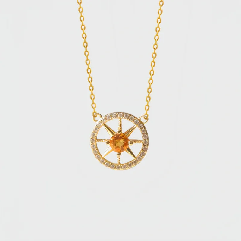 Abundance Compass Natural Crystal Necklace