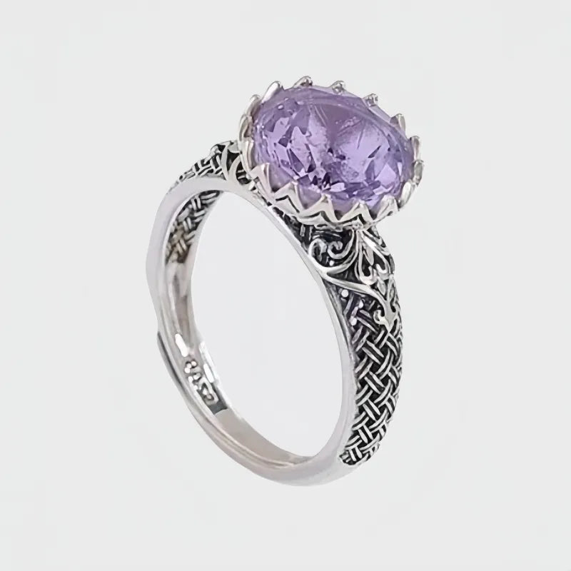 Natural Amethyst Lotus Versatile Ring-Luck&Energy