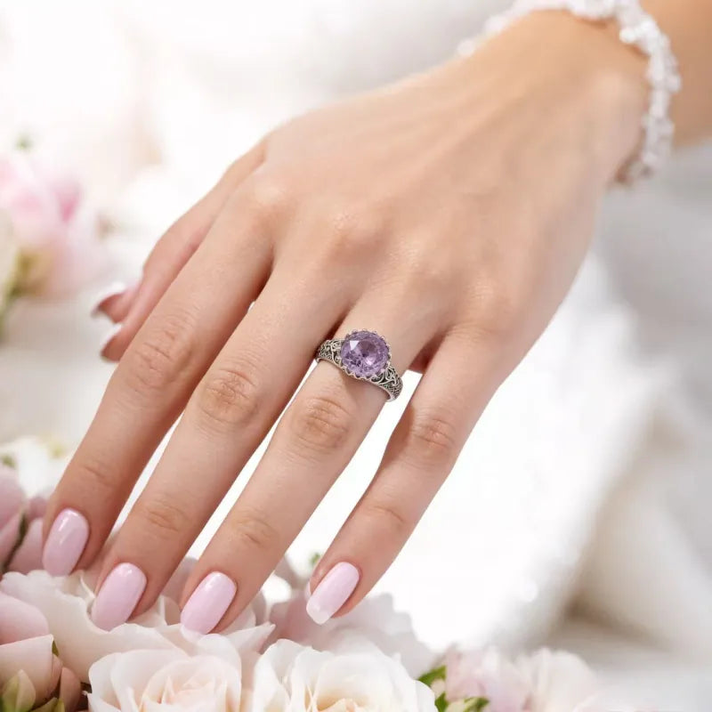 Natural Amethyst Lotus Versatile Ring-Luck&Energy