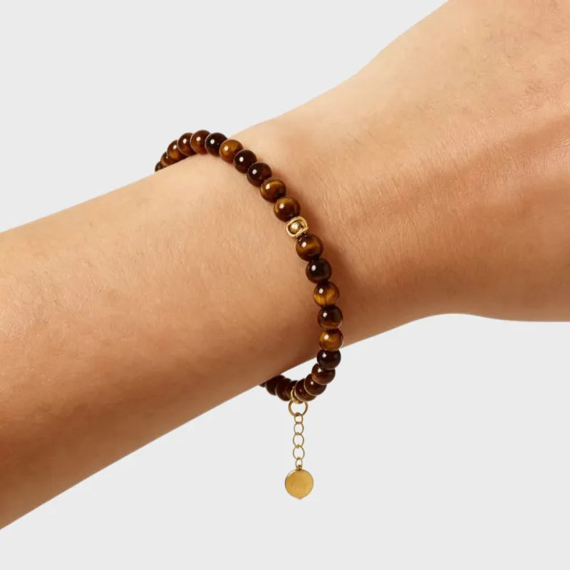18K Gold Natural Tiger Eye Lucky Bracelet