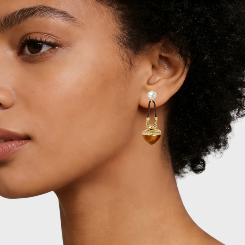 Virescence Lux Natural Tiger Eye Earrings