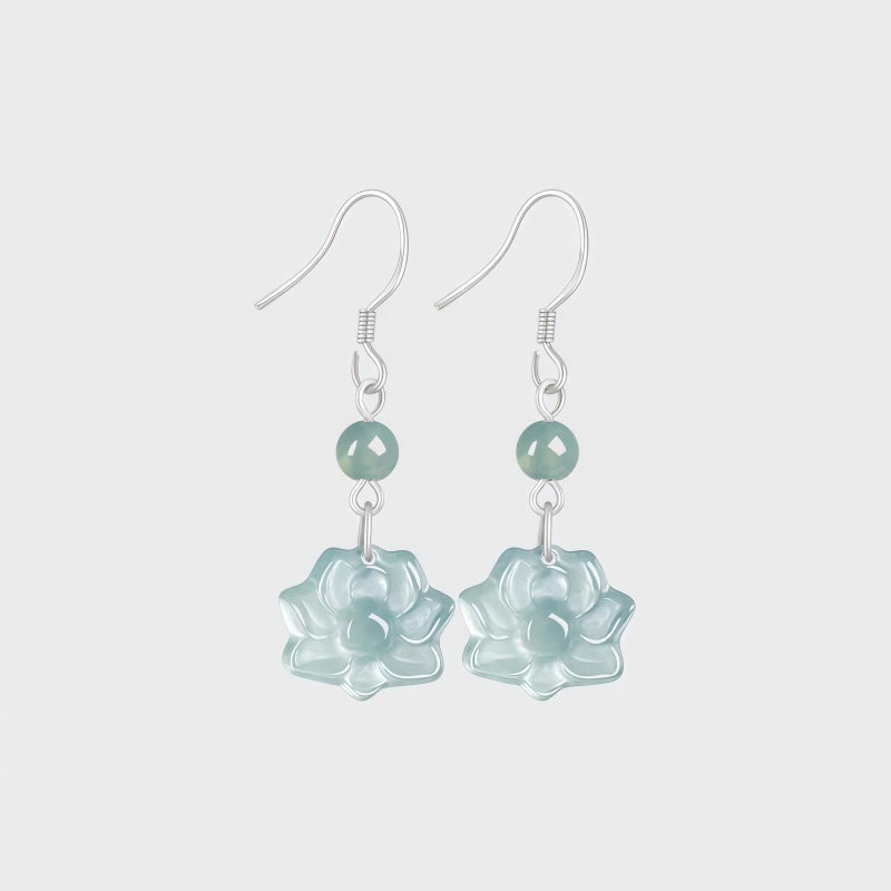 Enlightenment Blue Lotus Jade Earrings