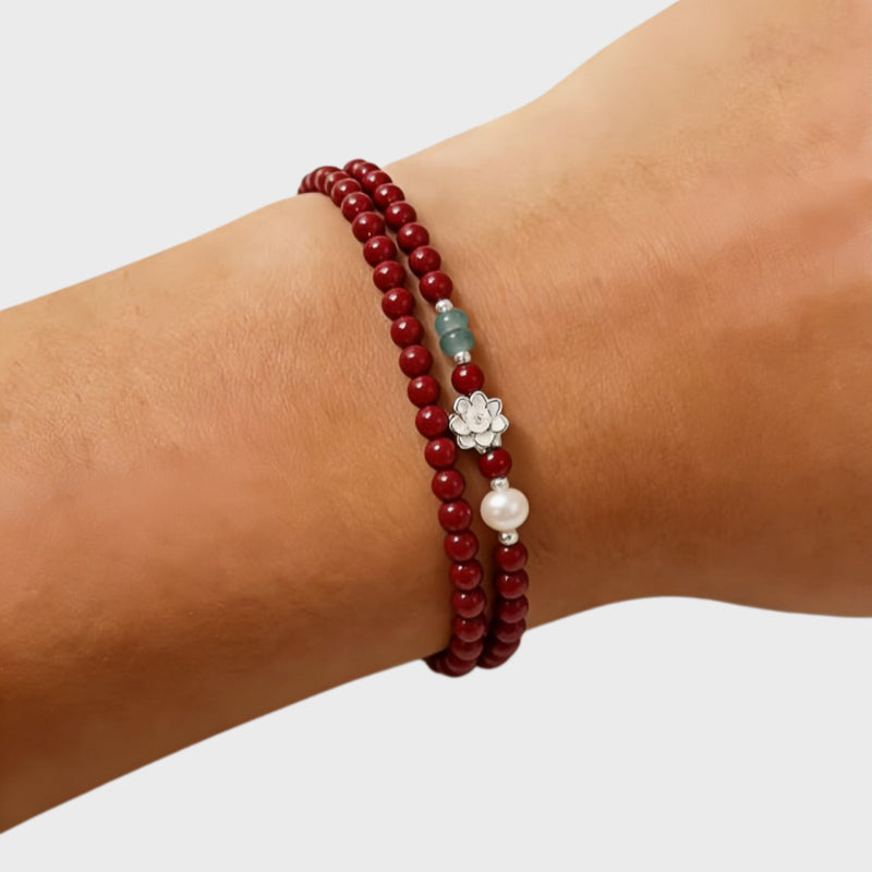 Red Lotus Renewal Natural Cinnabar Bracelet