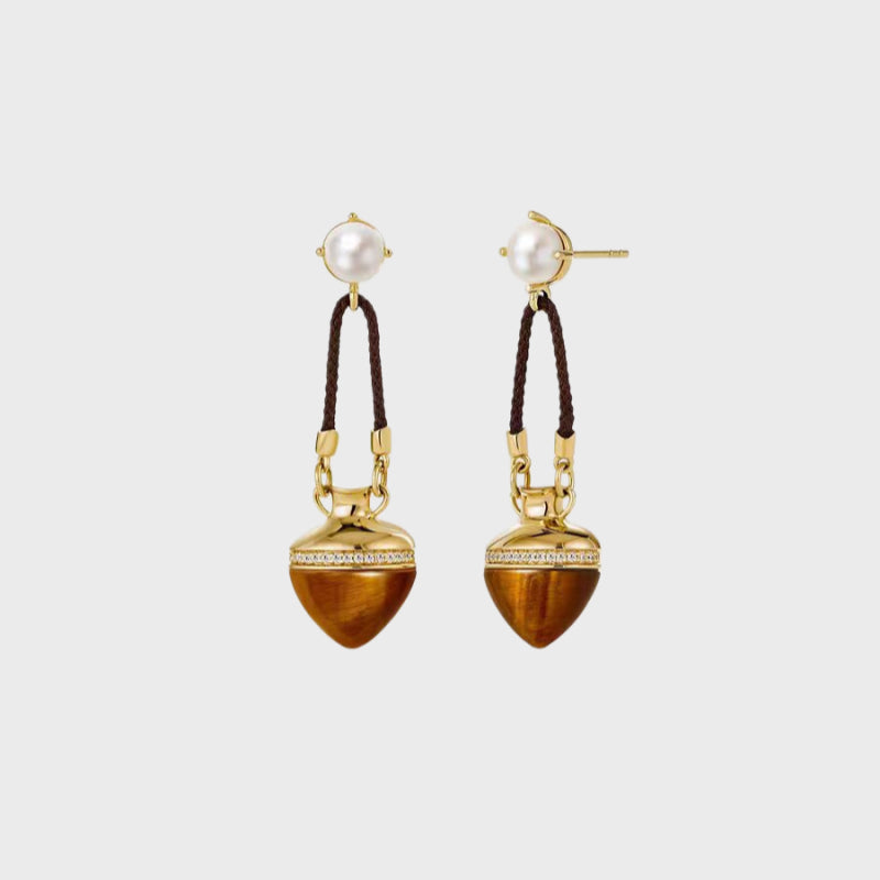 Virescence Lux Natural Tiger Eye Earrings
