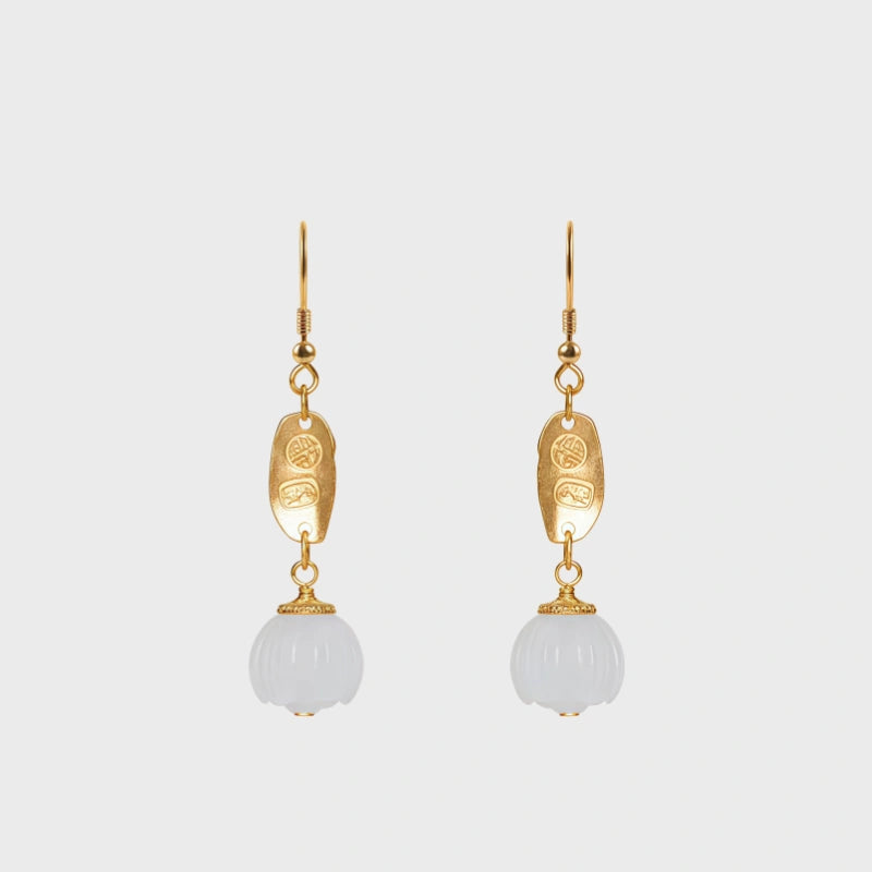 Lotus Awakening Natural Hetian Jade Earrings