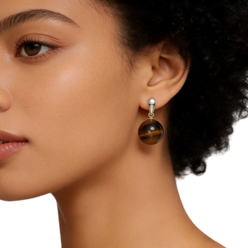 Solace Eye Natural Tiger Eye Earrings