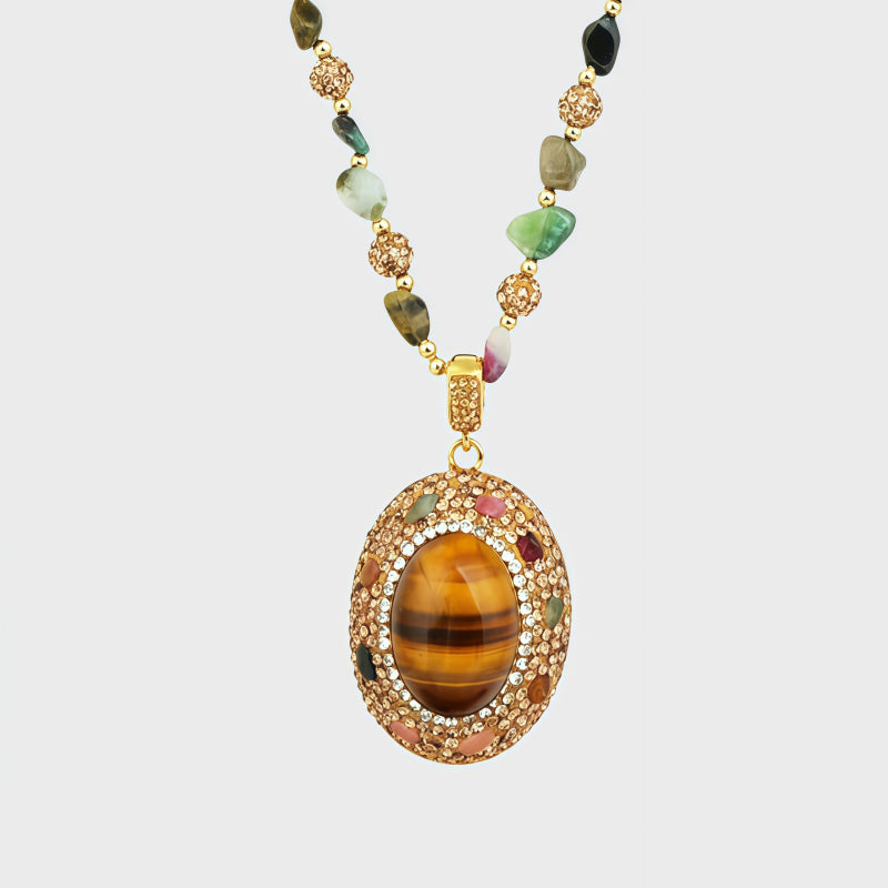 Earthen Glow Natural Tiger Eye Stone Necklace