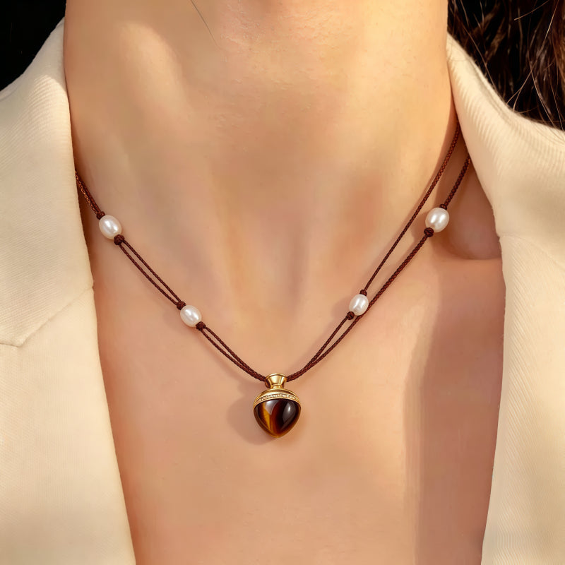 Pine Wish Natural Tiger Eye Stone Necklace