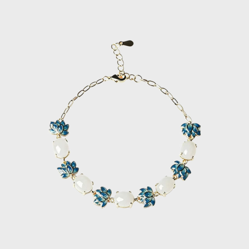 Sacred Lotus Natural Hetian Jade Bracelet