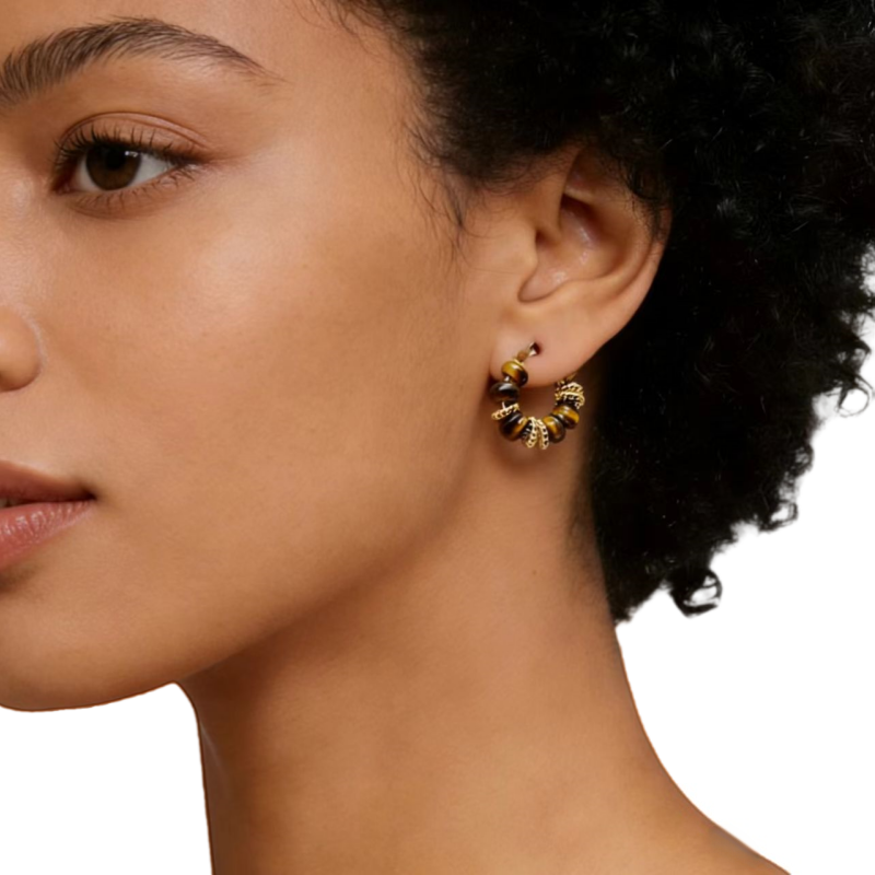 Resolve Loop Natural Tiger Eye Earrings