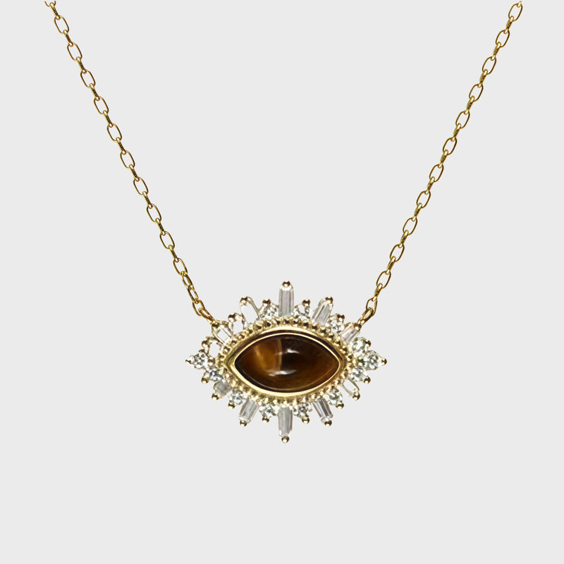 Evil Eye Natural Tiger Eye Stone Necklace