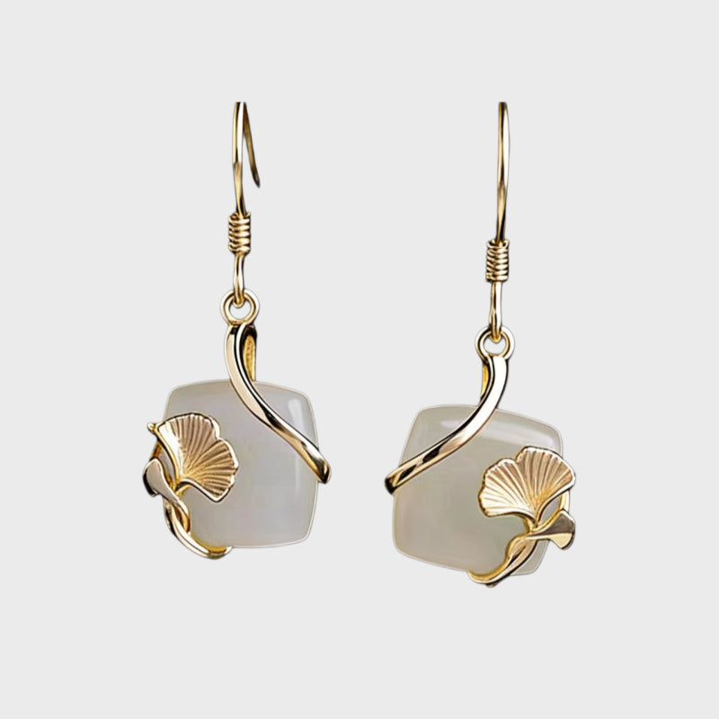 Novum Jade Lotus Natural Hetian Jade Earrings