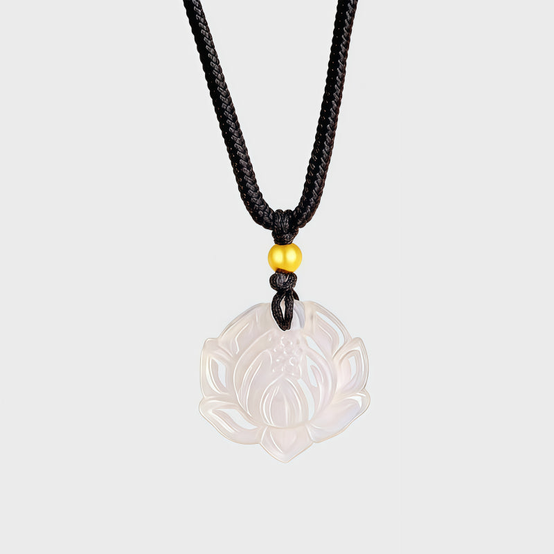 Lotus Serenity White Agate Necklace