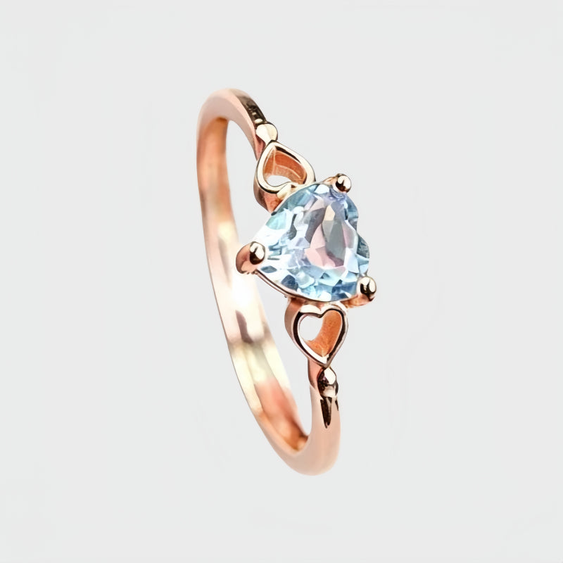 Heart Natural Aquamarine Birthstone Ring – Courage, Peace & Negative Energy Cleanser