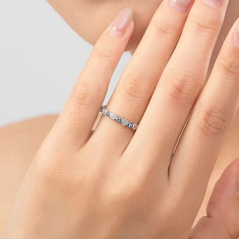Blue Evil Eye Awareness Luck Ring