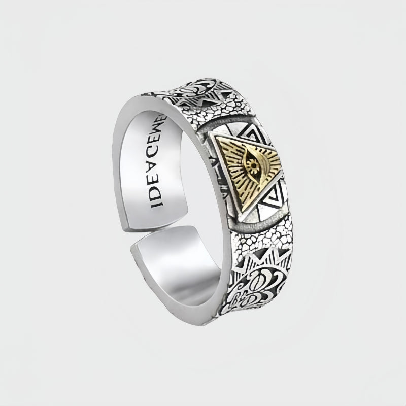 Bold Men's Evil Eye Ring Wide Band Silver – Block Negative Energy