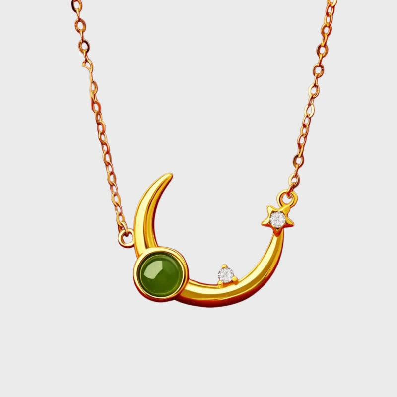 Natural Jasper Moon & Star Necklace