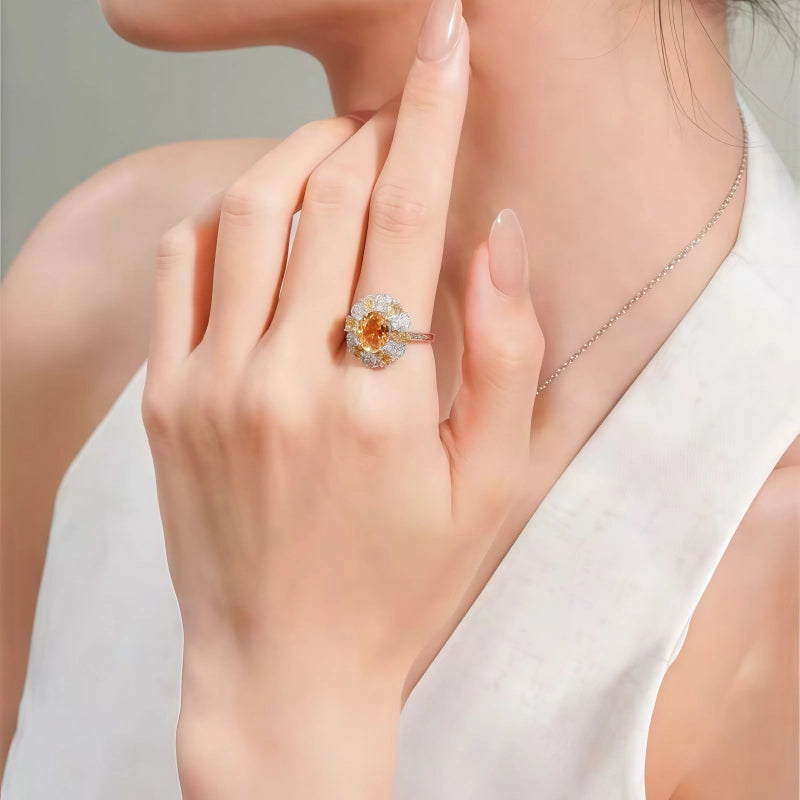 Natural Citrine Sunflower Ring – Wear Fortune, Attract Wealth