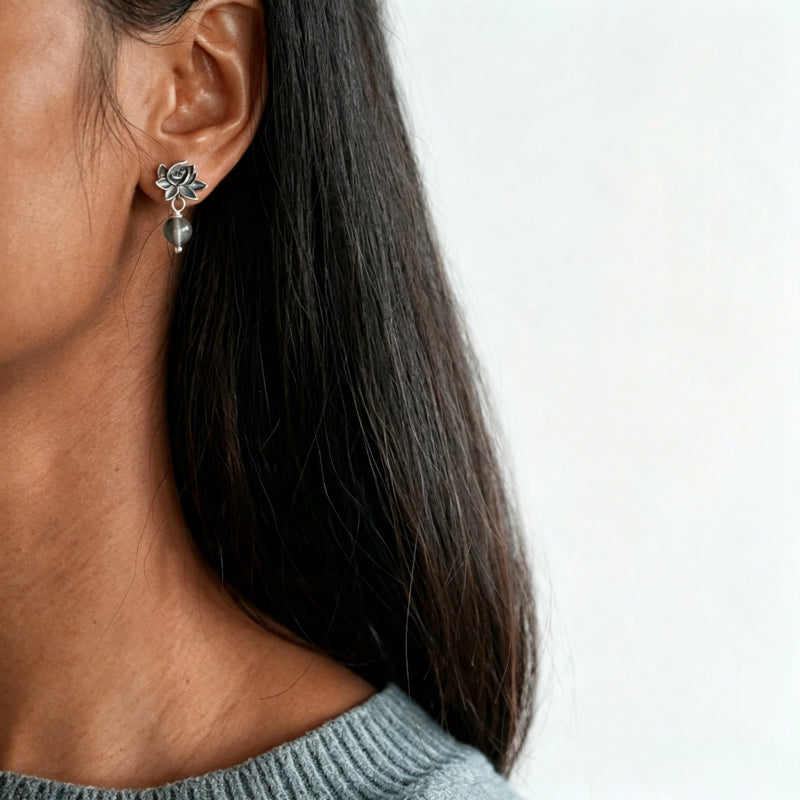 Boucles d'oreilles en quartz rutile vert Lucky Lotus – Un cadeau attentionné pour elle