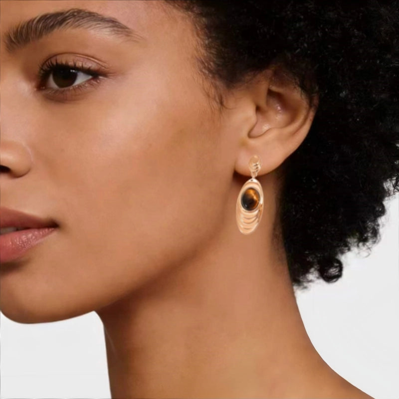 Oculus Layer Natural Tiger Eye Earrings