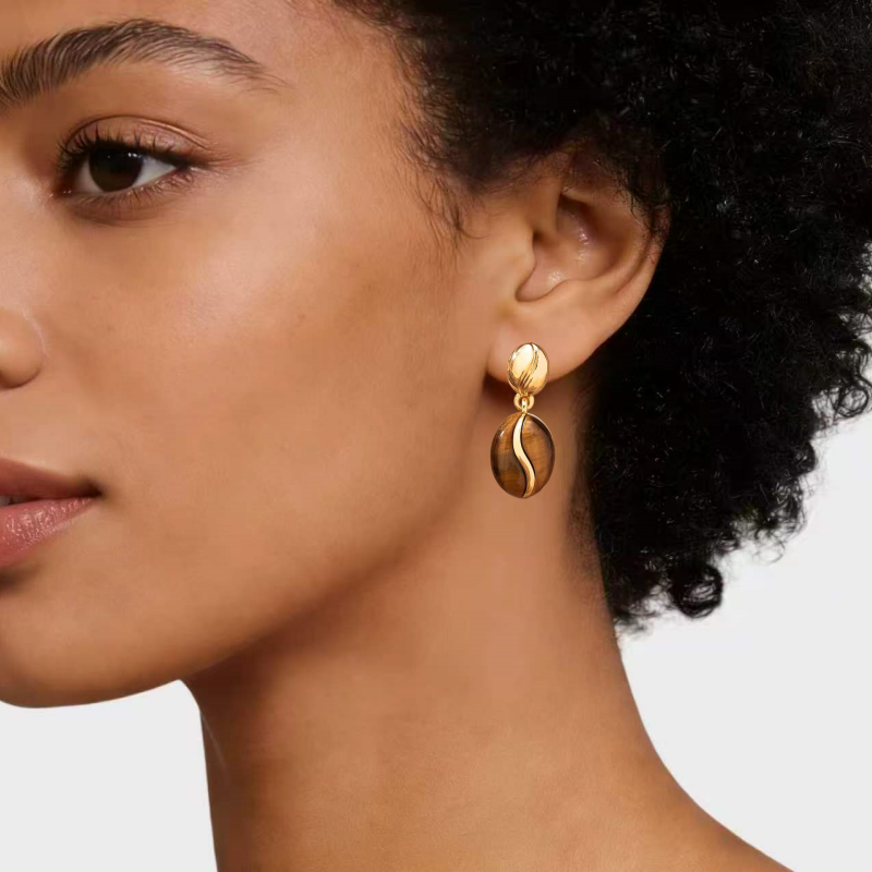 Cafe Ward Natural Tiger Eye Earrings