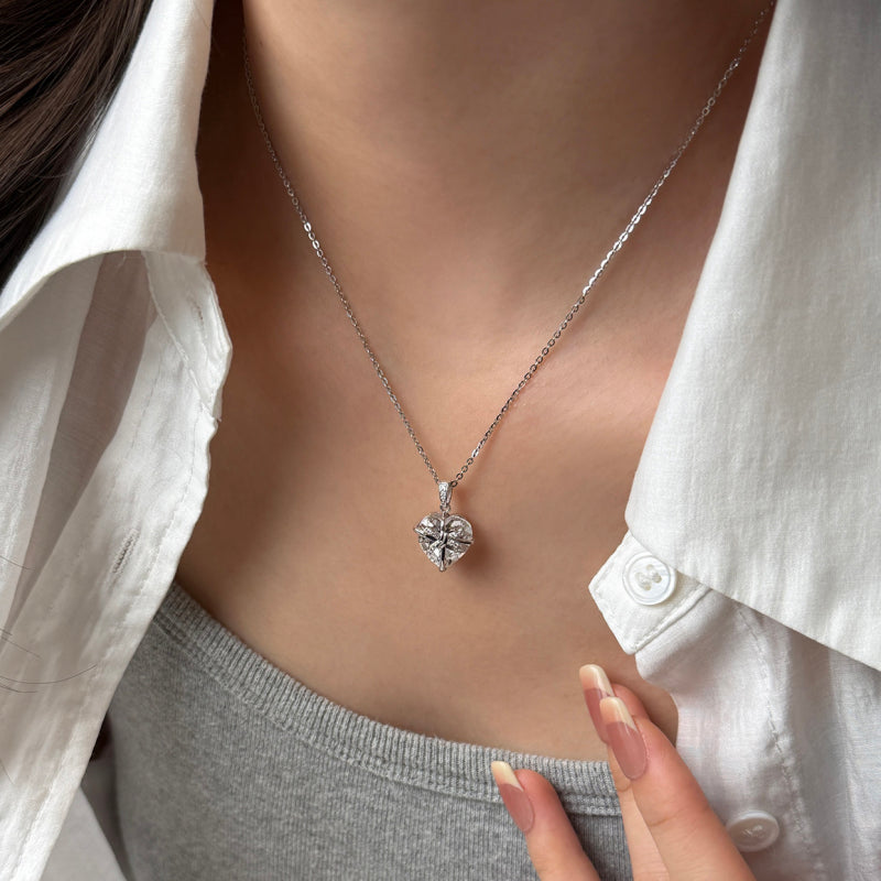 Clear Crystal Butterfly Bow Heart Necklace – Purify Aura, Attract Good Relationships