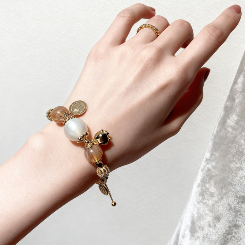Citrine Golden Pig Charm Bracelet – Attract Wealth, Boost Career, Grow Abundance