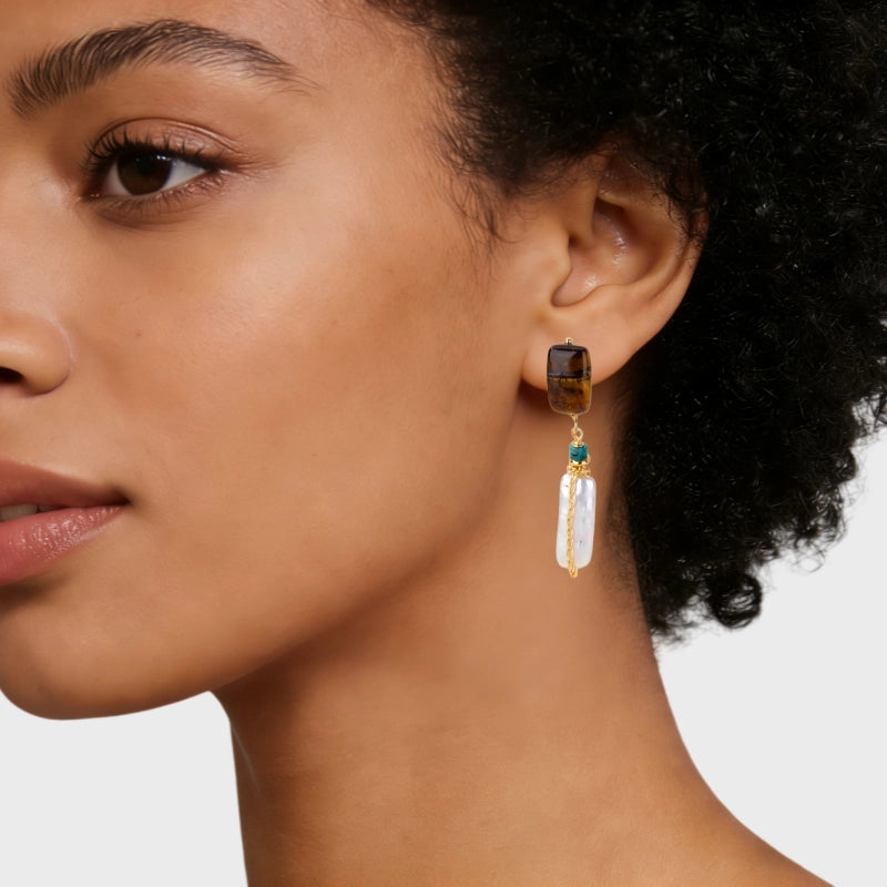 Solis Oculus Natural Tiger Eye Earrings