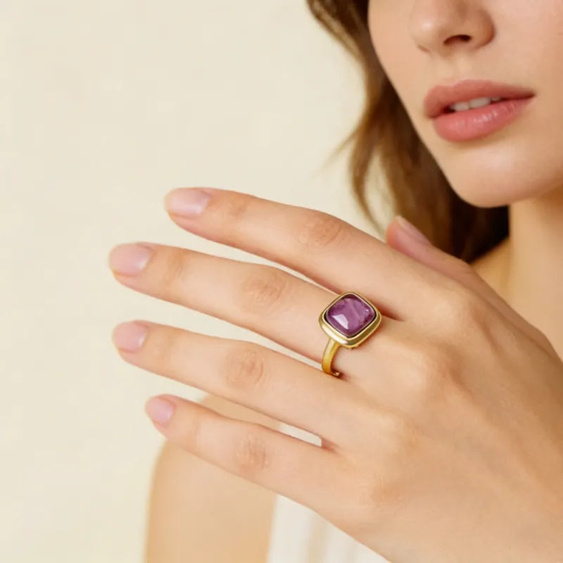 Elegant Peace Natural Amethyst Luck Ring