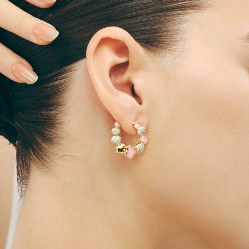 Pink Serenity Natural Crystal Earrings
